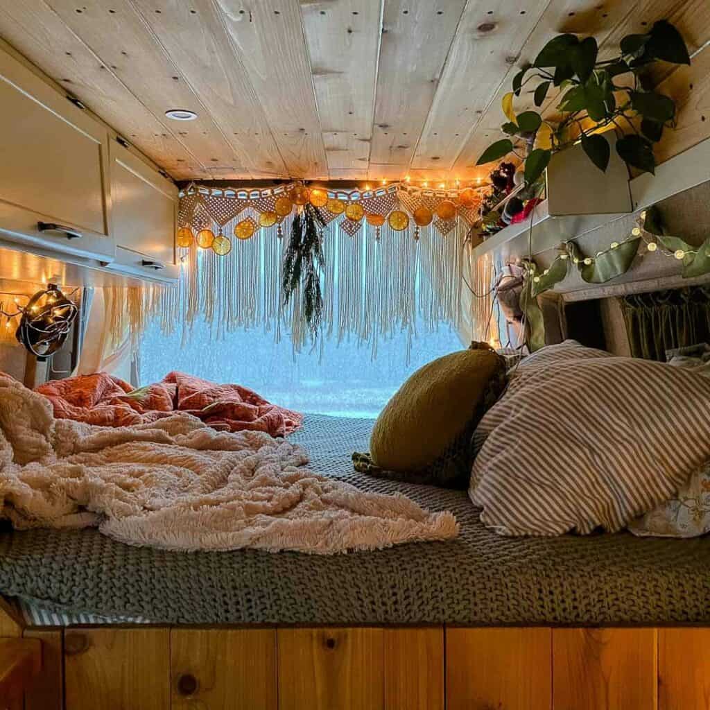 An East/West Bed Set Up In A Campervan