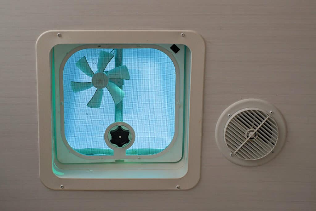 Simple Roof Vent With A Small Fan In A Van