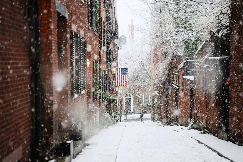 Boston City In Winter